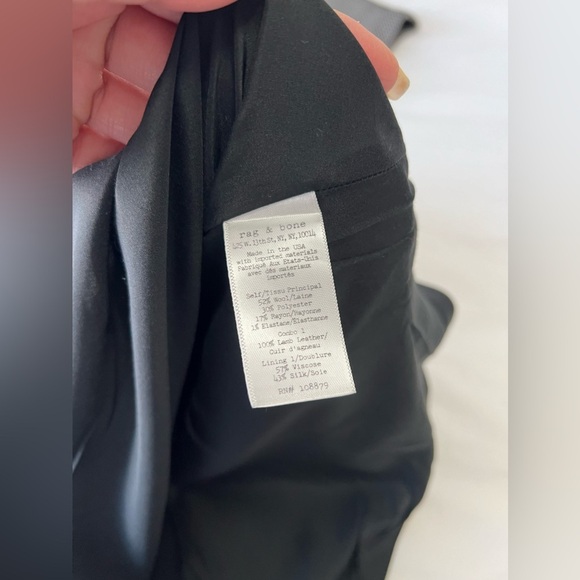 Rag & Bone | Women’s SZ 4 |Black White Watson Flared Career Dresses Leather Trim - Picture 6 of 11